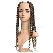 Goddess Locs Crochet Ombre Hair, Wavy Faux Locs with Curly Ends, Synthetic Braiding Hair Extension, Heat Resistant Low Temperature Fiber, Long & Curly Hair, Light Brown, 20 inch(50.8cm), 24strands/pc(OHAR-G005-09A)