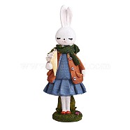 Resin Standing Rabbit Statue Bunny Sculpture Tabletop Rabbit Figurine for Lawn Garden Table Home Decoration ( Blue ), Blue, 66x140mm(JX084A)