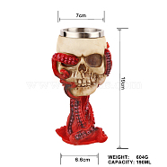 Halloween 304 Stainless Steel 3D Skull Mug, Resin Octopus Tentacles Skeleton Cup, for Home Decorations Birthday Gift, Red, 70x190mm, Capacity: 190ml(SKUL-PW0001-027B)