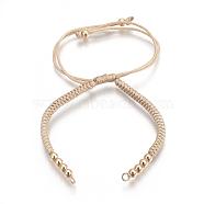 Nylon Cord Braided Bead Bracelets Making, with Brass Beads, Long-Lasting Plated, Real 24K Gold Plated, Wheat, 10-1/4 inch(26cm)~11-5/8 inch(29.6cm)(X-BJEW-F360-F12)