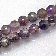 Natural Amethyst Round Bead Strands, Grade B, 8mm, Hole: 1mm, about 48pcs/strand, 15.74 inch(G-L170-8mm-03)