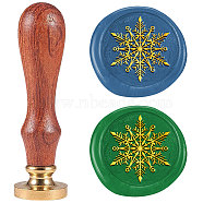 Christmas Theme Wax Seal Stamp Set, Golden Plated Sealing Wax Stamp Solid Brass Head, with Retro Wood Handle, for Envelopes Invitations, Gift Card, Snowflake, 83x22mm, Head: 7.5mm, Stamps: 25x14.5mm(AJEW-WH0208-1330)