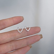 Alloy Earrings for Women, with 925 Sterling Silver Pin, Heart, 10mm(FS-WG98937-124)