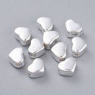 304 Stainless Steel Beads, Heart, Silver, 8.5x10.5x6.5mm, Hole: 1.8mm(STAS-K210-13A-S)