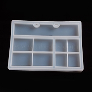 Rectangle DIY Jewelry Display Stand Storage Box Silicone Molds, for Deer Horn Resin Silicone Molds, White, 240x170x21.2mm, Inner Size: 39~217x44~48mm, Hole: 11x4.5mm(AJEW-WH0022-10)