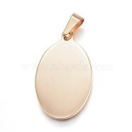 304 Stainless Steel Pendants, Flat Oval, Stamping Blank Tag, Golden, 38x23x2mm, Hole: 10x5mm(STAS-H333-01G)