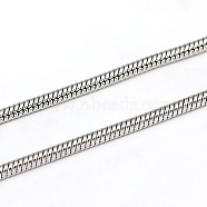 304 Stainless Steel Round Snake Chains, Soldered, Stainless Steel Color, 2mm(CHS-L001-163-2mm)