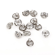 304 Stainless Steel Friction Ear Nuts,Earring Backs, Flat Round, Stainless Steel Color, 6.5x6x3.5mm, Hole: 1.2mm(STAS-G224-10P)