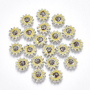 Alloy Enamel Cabochons, Fit Floating Locket Charms, Sunflower, Colorful, Platinum, 8x2mm(PALLOY-T054-45)