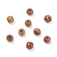 Printed Natural Wood Beads, Round, Mixed Color, 13x12mm, Hole: 3~4mm, 300pcs/bag(WOOD-TA0001-15)