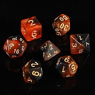 Acrylic Polyhedral Dice Set, for Playing Tabletop Games, Square, Rhombus, Triangle & Polygon, Coconut Brown, 14~20x14~20x14~20mm, 7pcs/set(PW-WG37169-02)