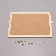 Cork Board, with Drawing Pin, Rectangle, Wall Hanging Message Memo Pin Tackboard Organizer, Tan, 312x199.5x14mm(AJEW-WH0258-121A)