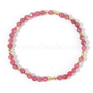 Natural Stone Bead Stretch  Bracelets for Women, with  Stainless Steel Beads(CE2200-1)