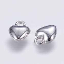 CCB Plastic Charms, Heart, Platinum, 12x9.5x5mm, Hole: 2.5mm(CCB-G006-183P)
