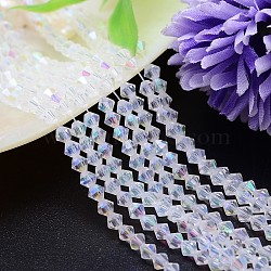 K9 Glass, Faceted Imitation Austrian Crystal Bead Strands, Grade AAA, Bicone, Clear AB, 5x5mm, Hole: 0.7~0.9mm, about 80pcs/strand, 15.7 inch(G-M180-5mm-02A)