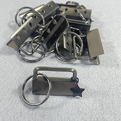 10Pcs 304 Stainless Steel Ribbon Ends, with Iron Rings, Gunmetal, 40mm(HJEW-TAC0153)