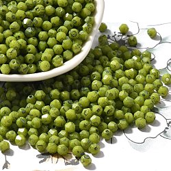 Baking Paint Glass Seed Beads, Bicone, Green Yellow, 4.5x4mm, Hole: 1.1mm, about 6428pcs/pound(SEED-A032-02A-07)