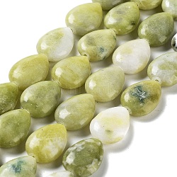 Natural Xinyi Jade/Chinese Southern Jade Beads Strands, Teardrop, 17.5~18x13x6mm, Hole: 1.2mm, about 22pcs/strand, 15.24 inch(38.7cm)(G-L242-34)