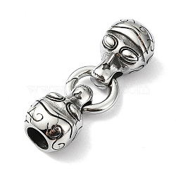 Tibetan Style 304 Stainless Steel Spring Gate Rings, Manual Polishing, Antique Silver, 54mm(FIND-Z046-06AS-02)