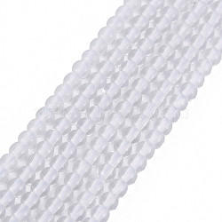 Glass Beads Strands, Round, White, 2mm, Hole: 0.6mm, about 185~206pcs/strand, 14.37~14.76 inch(36.5~37.5cm)(GLAA-N041-008L)