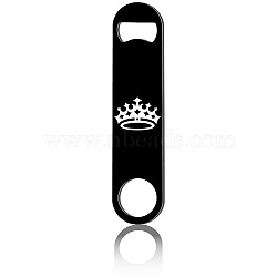 430 Stainless Steel Bottle Openers, Laser Cut, Rectangle, Crown, 178x40x2mm(AJEW-WH0259-053)