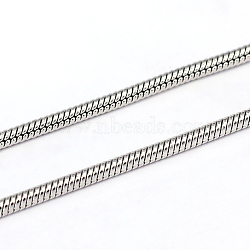 304 Stainless Steel Round Snake Chains, Soldered, Stainless Steel Color, 2mm(CHS-L001-163-2mm)