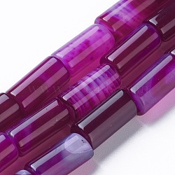 Natural Dyed Agate Beads Strands, Column, Purple, 15~16x7~8mm, Hole: 1.2mm, about 25pcs/strand, 15.3 inch(39cm)(G-G775-A-14)