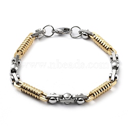 Vacuum Plating 304 Stainless Steel Link Chain Bracelet, Golden & Stainless Steel Color, 8-5/8 inch(22cm)(BJEW-Z023-01B)