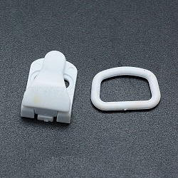 (Holiday Stock-Up Sale)Eco-Friendly Sewable Plastic Clips and Rectangle Rings Sets, Belt Clips, White, 22mm, Hole: 4x12.5mm(KY-F011-06A)