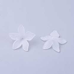 Clear Frosted Acrylic Flower Beads, about 27mm in diameter, 7mm thick, hole:1.2mm(X-PL594-11)