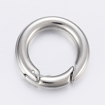 304 Stainless Steel Spring Gate Rings, O Rings, Stainless Steel Color, 6 Gauge, 20x4mm, Inner Diameter: 13mm