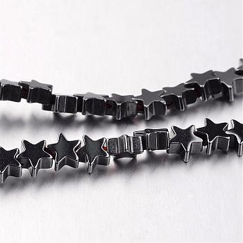 Non-magnetic Synthetic Hematite Bead Strands, Star, Original Color, 4x4x2~3mm, Hole: 1mm, about 117pcs/strand, 15.7 inch