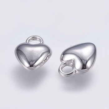 CCB Plastic Charms, Heart, Platinum, 12x9.5x5mm, Hole: 2.5mm