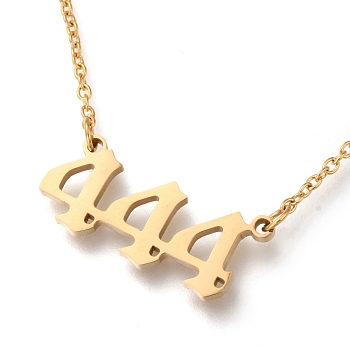 Titanium Steel Pendant Necklaces, with Cable Chains, Angel Number, Golden, Num.4, 17.51 inch(44.5cm), Number 4: 2.45x1.06x0.15cm