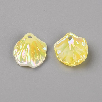 Plastic Beads, Petaline, Yellow, 18x15x3mm, Hole: 2mm