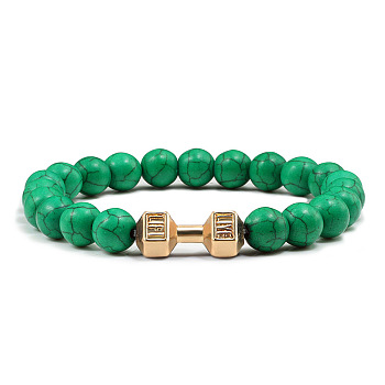 Blue turquoise alloy dumbbell jewelry bracelet for men's high-end and versatile accessories