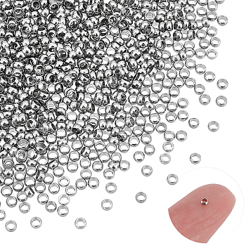 800Pcs 304 Stainless Steel Spacer Beads, Rondelle, Stainless Steel Color, 2x1mm, Hole: 1mm
