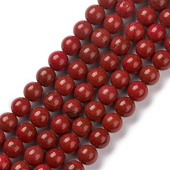 Natural Howlite Beads Strand, Round, Dyed, FireBrick, 8.5mm, Hole: 0.8mm, about 47~48pcs/strand, 15.04~15.16''(38.2~38.5cm)