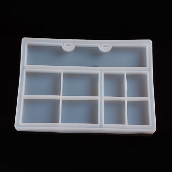 Rectangle DIY Jewelry Display Stand Storage Box Silicone Molds, for Deer Horn Resin Silicone Molds, White, 240x170x21.2mm, Inner Size: 39~217x44~48mm, Hole: 11x4.5mm