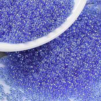 MIYUKI Round Rocailles Beads, Japanese Seed Beads, (RR175) Transparent Sapphire Luster, 15/0, 1.5mm, Hole: 0.7mm, about 5555pcs/bottle, 10g/bottle