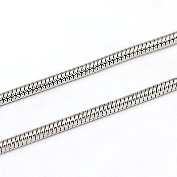304 Stainless Steel Round Snake Chains, Soldered, Stainless Steel Color, 2mm
