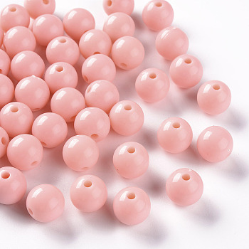 Opaque Acrylic Beads, Round, Light Salmon, 12x11mm, Hole: 1.8mm