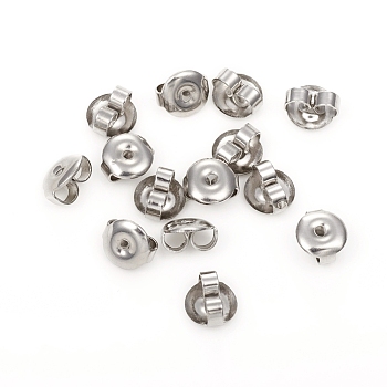304 Stainless Steel Friction Ear Nuts,Earring Backs, Flat Round, Stainless Steel Color, 6.5x6x3.5mm, Hole: 1.2mm