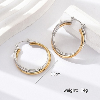 Fashionable Layered Circle Hoop Earrings, Vintage Simple Dual-tone Women's Jewelry Gift, Silver, 30mm.