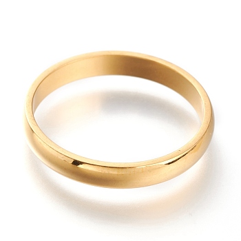 Ion Plating(IP) 304 Stainless Steel Plain Band Rings, Golden, 3mm, US Size 7~7 3/4(17.3~17.9mm)