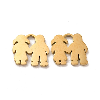 Ion Plating(IP) 304 Stainless Steel Charms, Lover, Golden, 11.5x13x1.4mm