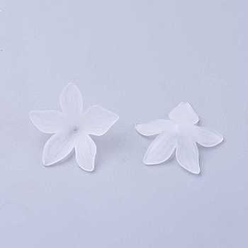 Clear Frosted Acrylic Flower Beads, about 27mm in diameter, 7mm thick, hole:1.2mm