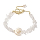 Crescent Mooon Natural Quartz Crystal & Shell & Pearl Beaded Bracelets(BJEW-C051-45G)-1