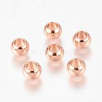 Environment Brass European Beads, Lager Hole Beads, Cadmium Free & Lead Free, Long-Lasting Plated, Rondelle, Rose Gold, 8x5.5mm, Hole: 4.5mm(KK-P120-03RG)