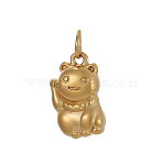 304 Stainless Steel Charms, Maneki-neko Cat Shape, Ion Plating(IP), with Jump Ring, Real 14K Gold Plated, 12x7mm(STAS-OY009-72G)